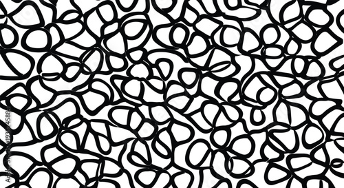 Intricate black and white abstract pattern with interconnected loops