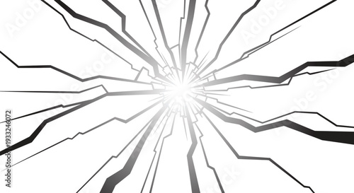 Abstract cracked glass effect with radiating lines