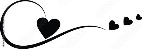 Romantic floral flourish heart ornament vector illustration	