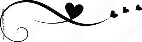 Romantic floral flourish heart ornament vector illustration	