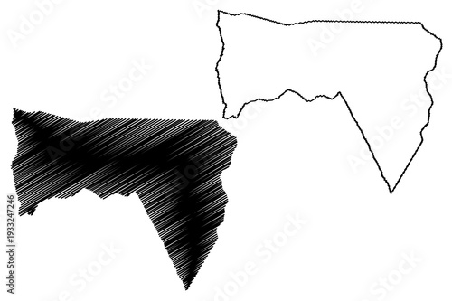 Boninal municipality (Bahia state, Municipalities of Brazil, Federative Republic of Brazil) map vector illustration, scribble sketch Boninal map