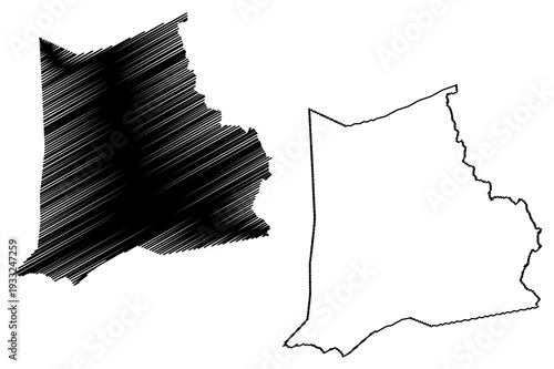 Boquira municipality (Bahia state, Municipalities of Brazil, Federative Republic of Brazil) map vector illustration, scribble sketch Boquira map