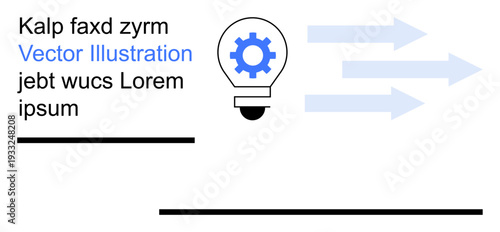 Innovation, process optimization, productivity, business growth, idea development, workflow. Light bulb with gear and arrows process flow. Innovation and process optimization concept