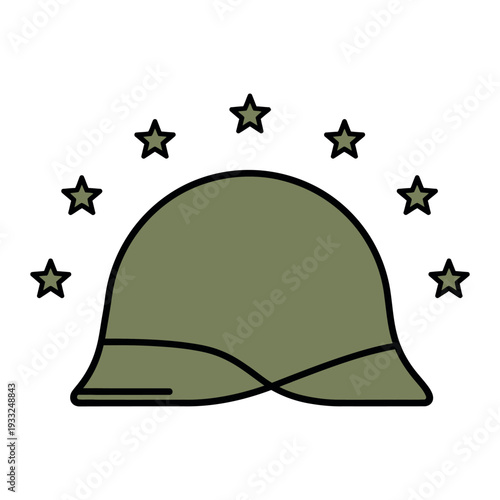 Military green beret with stars icon illustration