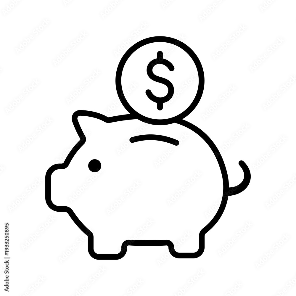 Obraz premium Piggy bank with coin for saving money, growing plant with dollar, money bag with currency symbol, stacked coins, financial growth and investment icons