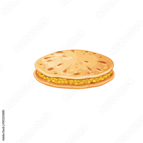 Puran Poli Indian Festival Bread Realistic Flat Vector