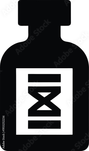 dna based serum vial silhouette vector illustration on transparent background