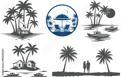 Summer vacation paradise palm trees beach and tropical getaway bliss in the warm sunshine