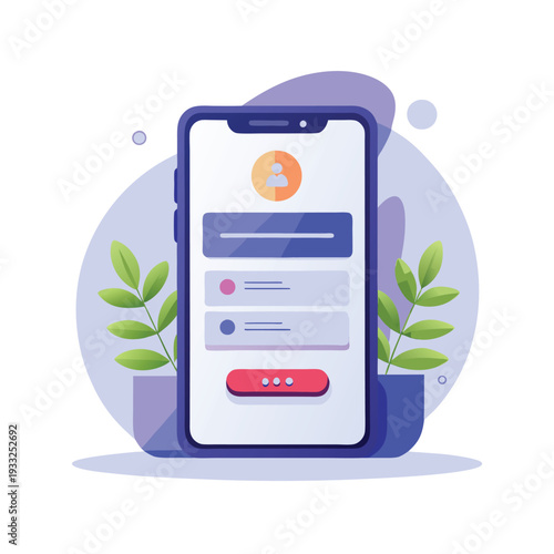 Mobile application showcasing user login interface with profile icon and authentication options