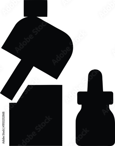 aboriginal bush flower essence dropper silhouette vector illustration on transparent background