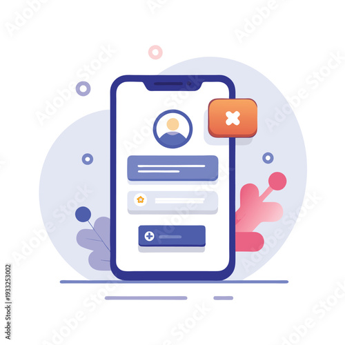 Mobile app login interface with user profile and notification icon displayed