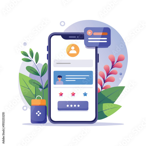 Mobile app login interface with user profile and authentication features