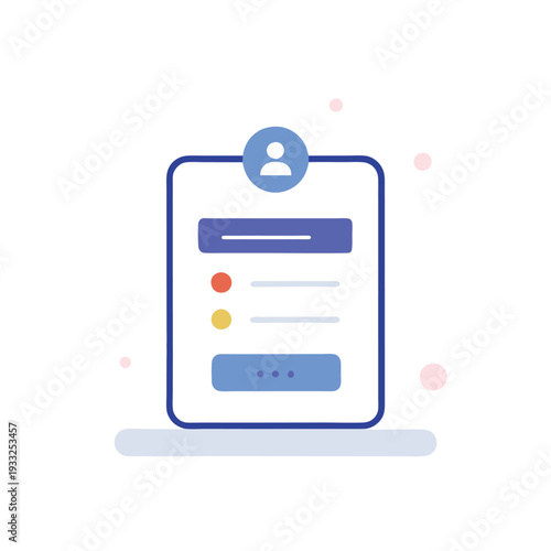 A stylized illustration of a login form on a mobile device with a user icon.