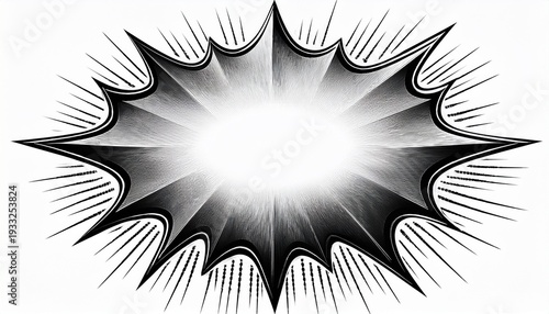a jagged starburst shaped speech bubble outline in black on a white background talk bubble comic isolated on a white background