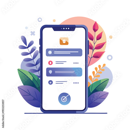 Mobile app displaying secure login and verification process with authentication icons.