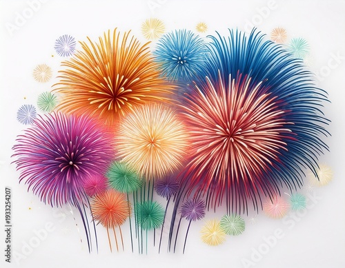 colorful fireworks on a white background