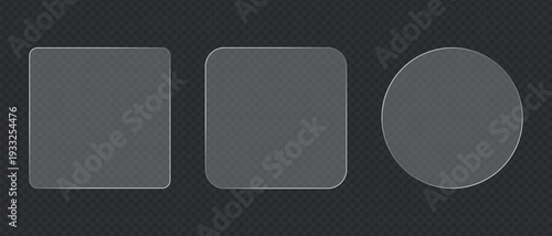 Frosted glass UI buttons white matte banners. Minimalist interface templates for web and app design.