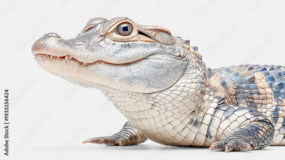 Fototapeta premium Alligator juvenile predatory reptile on white background