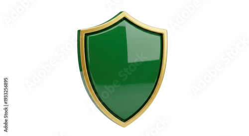 A glossy green shield with a golden border isolated on transparent background Free Download A glossy green shield with a golden border isolated on transparent background - GFXLoad
