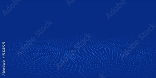 Blue technology concept background with wavy line particle elements