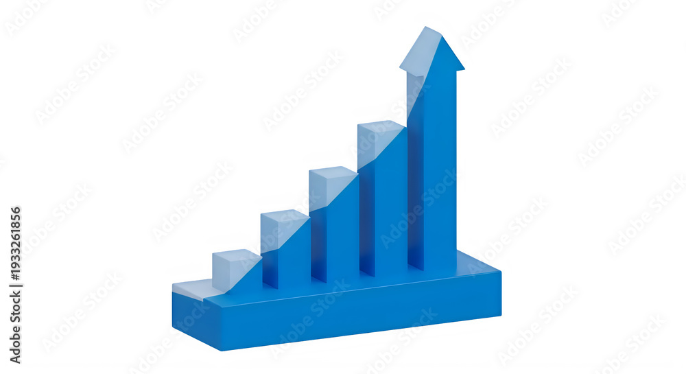 Fototapeta premium 3d illustrations of blue bar graphs and charts with increasing trend