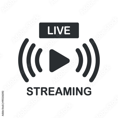 Live Streaming Icon with Play Button and Sound WavesVector Graphic