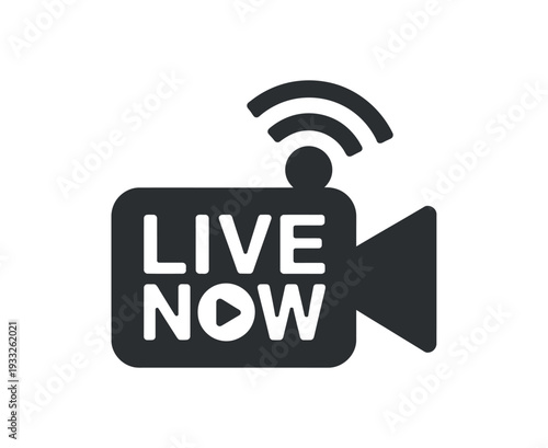 Live Streaming Video Camera Icon with Wifi Signal Broadcasting