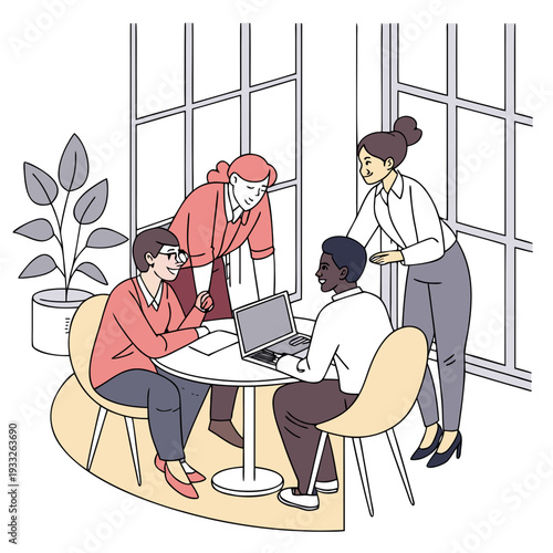 boy and girl, Group of corporate people happy with results of team work at meeting. Mature worker woman shaking hand with client, recruit employee or 