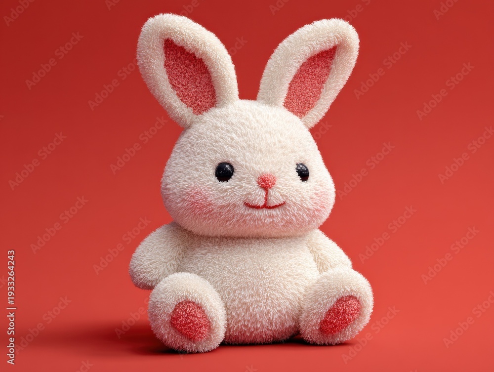 Obraz premium cute easter bunny plush isolated on a red background