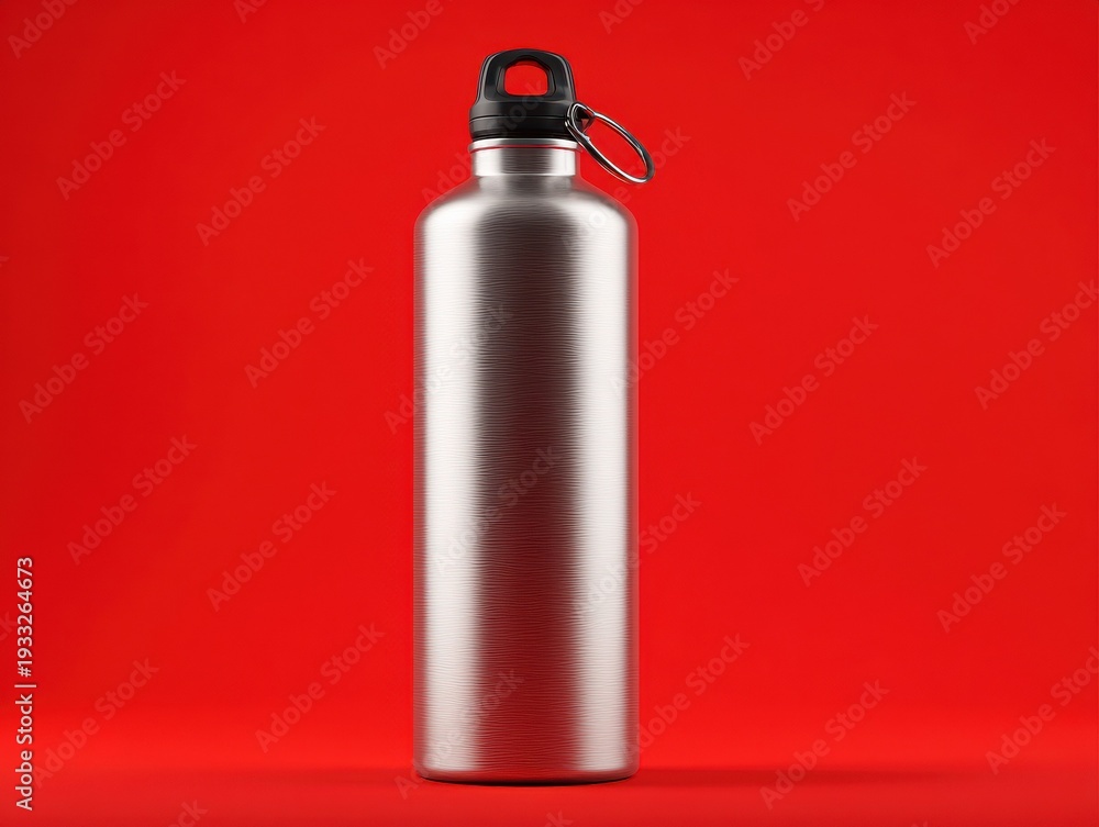 Obraz premium reusable water bottle stainless isolated on a red background