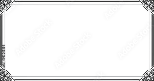 Elegant ornate frame design with intricate corner decorations and symmetrical patterns Vector