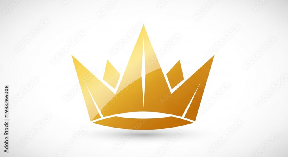 Fototapeta premium Golden crown icon with sharp points and gradient shine on transparent background