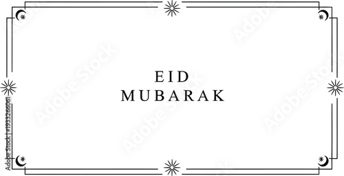 Elegant eid mubarak card with decorative corner flourishes and floral accents Vector
