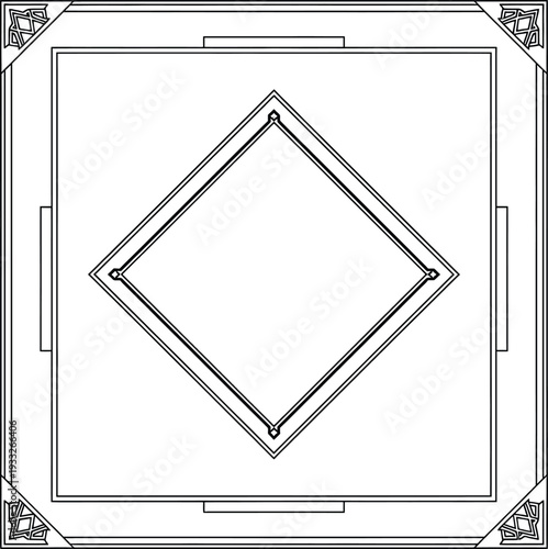 Decorative geometric design featuring nested diamond shapes within a framed border Vector