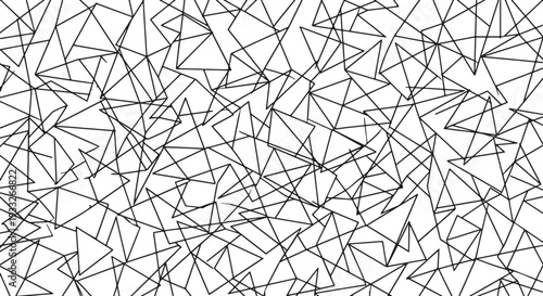 Black and white abstract geometric pattern of interconnected triangles also transparent background