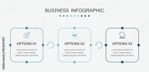 Presentation business infographic template with 3 options. Can be used for process diagram, presentations, workflow layout, banner, flow chart, info graph. Vector illustration.