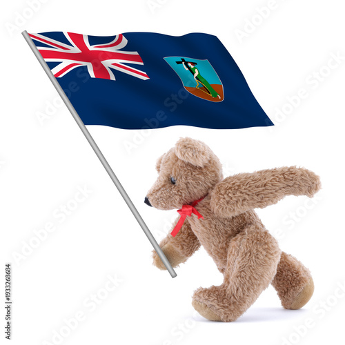 Montserrat flag being carried by a cute teddy bear