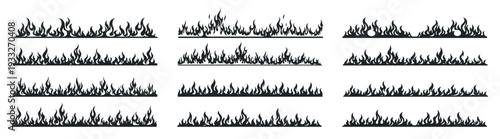 Fire flames border vector illustration graphic fire frame seamless burning heat energy on transparent background