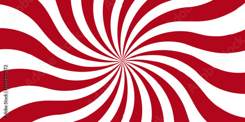 Retro vintage grunge red and white radial burst sunburst ray pattern. Sunburst vector copyspace background. Vintage sunrays illustration swirl line. Abstract circuses, stripe background design.	