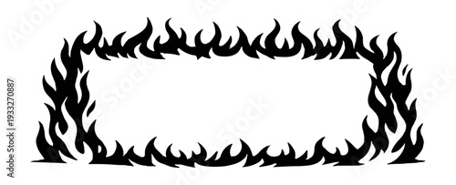 Black flame fire frame border silhouette vector illustration isolated on transparent background