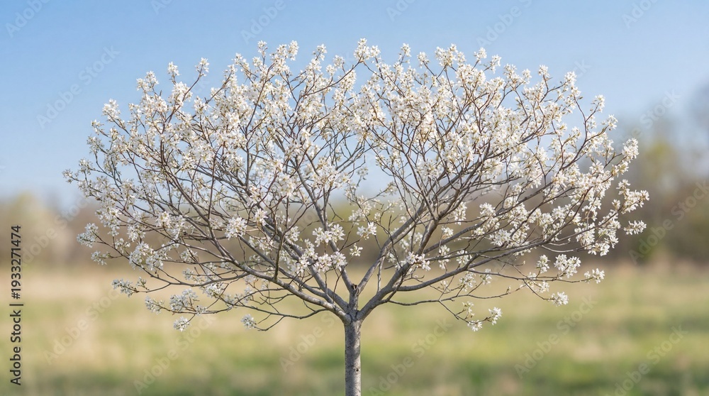 Fototapeta premium Serviceberry tree in full bloom with white flowers in spring