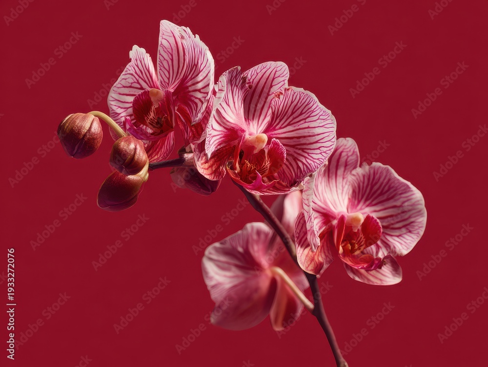 Obraz premium orchid bloom isolated isolated on a red background