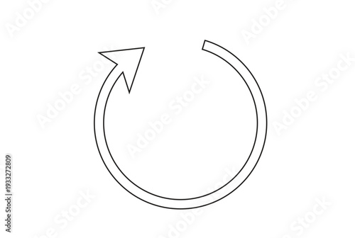 Simple Circle Arrow Icon, Circular Rotation Symbol, Refresh and Reload Graphic