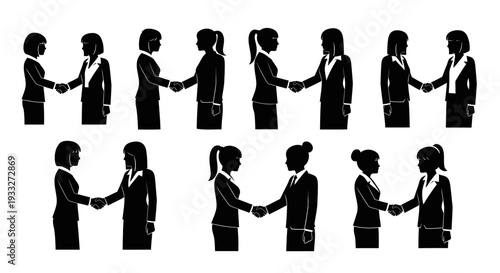 Business People Shaking Hands in Silhouette.