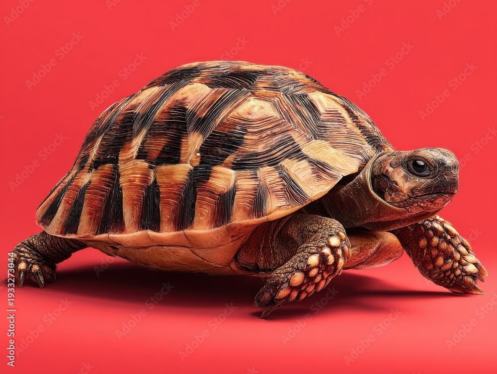 Obraz premium turtle small natural isolated on a red background