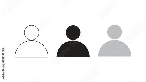 Three User Icons: Outline, Black, and Gray for Profiles, Identity, and Representation