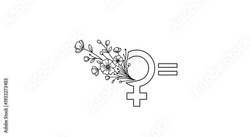 Female Symbol with Flowers and Equality Sign.