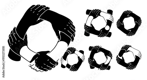 Hands holding soccer balls in illustration.