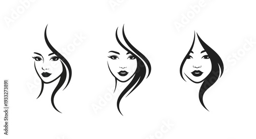 Illustrations of Three Female Faces.