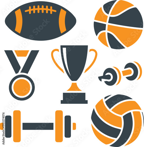 Real Estate and Business Property Icon Set: House, Office, Key, and Financial Symbols